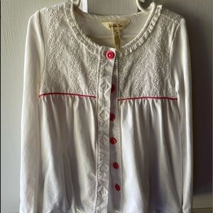 Matilda Jane white with pink buttons EUC